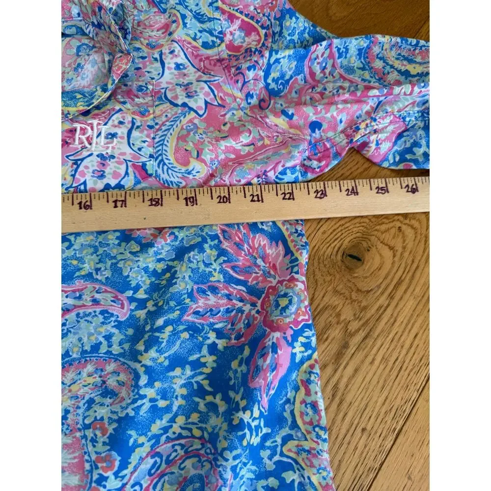 Lauren Ralph Lauren Paisley Sleep Shirt Beach Cover Up Medium Embroidered RL
